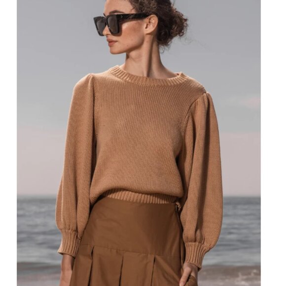 Heidi Merrick Duchess Puff Sleeve Sweater in Sand Size XS/S - Picture 1 of 11